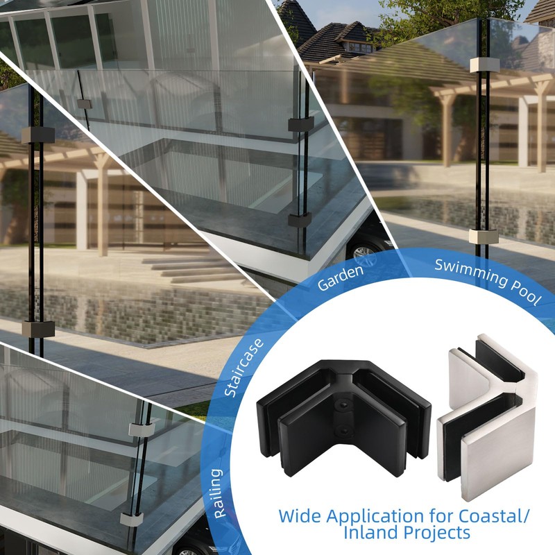 Railing Glass Clamps 4 Pack, Glass Balustrade Clamp for 5/16"-
