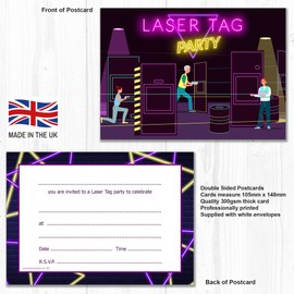 Olivia Samuel 20 x Laser Tag Party Invites from A6 Double Sided Cards with Envelopes