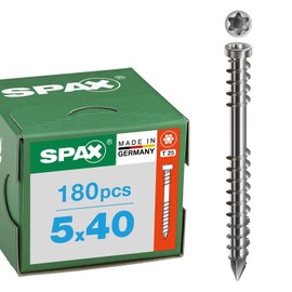 Viti per terrazze, 5 x 40 mm, 180 pezzi, filettatura di fissaggio, testa cilindrica, T-STAR plus T25, punta CUT, acciaio inox A2-800000288210