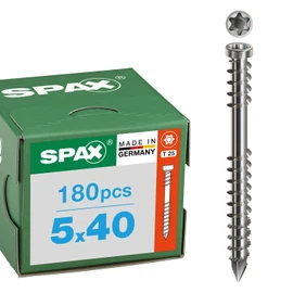Viti per terrazze, 5 x 40 mm, 180 pezzi, filettatura di fissaggio, testa cilindrica, T-STAR plus T25, punta CUT, acciaio inox A2-800000288210