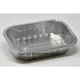 Bakery direct-25 Aluminium- Foil- Strong Disposable Baking Tray Loaf Dish Complete with snap on PLA Clear lids