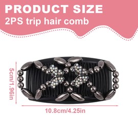 EIHI Pack of 2 Women's Hair Accessories - Butterfly & Dragonfly Hair Comb for Plug, Fashionable Stretchy Hair Clip for Thick or Fine Hair, Versatile Hairstyles Hair Accessories in Black & White