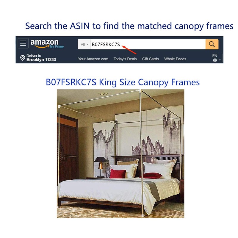 Mengersi Black Bed Canopy, 4 Corner Post Bed Canopy Curtains,