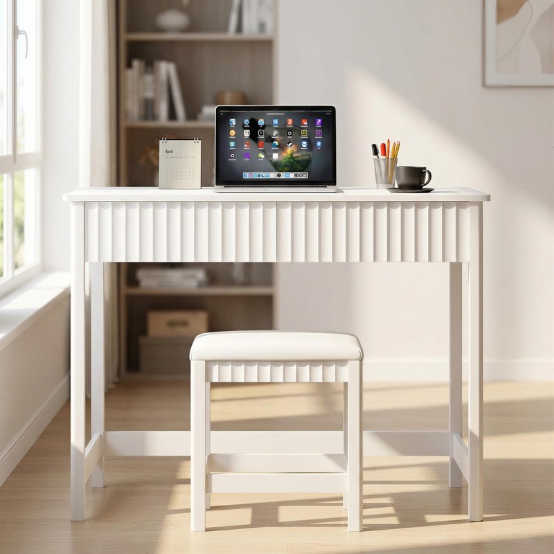 ChooChoo 40 Inch Modern Desk with Drawers, Makeup Vanity Desk