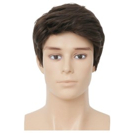 Siudus Men's Short Dark Brown Wigs Natural Replacement Synthetic Hair Wig for Daily Use (Brown)