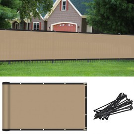 Coarbor 2'x21' Privacy Fence Screen Cover Mesh Blocker with Brass Grommets 180GSM Heavy Duty Fencing for Outdoor Back Yard Patio and Deck Backyard Garden Blocking Neighbor Sand