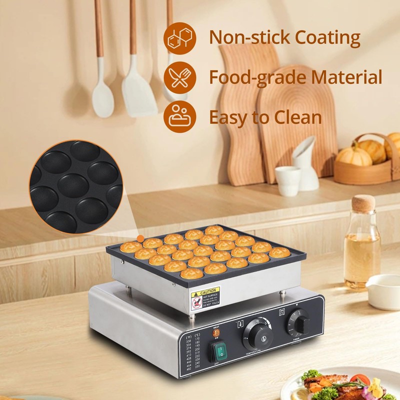 Mini Muffin Maker, 50 Hole Stainless Steel Electric Muffin Maker
