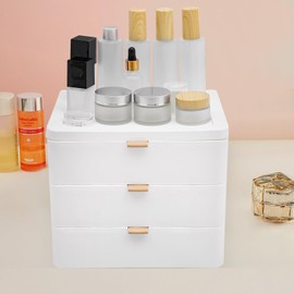 YIYIBYUS Desktop Drawer Organizer, Desktop Storage Box, Desk Organizer with Drawer, Drawer Organizer (White,3 Drawers)