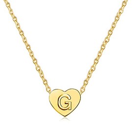 SBI Jewelry Gold Initial Necklace with Letter G Pendant Adjustable Stainless Steel Birthday Heart Necklace Gift