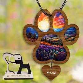 6'' Paw Suncatcher Memorial Custom Name Dog Cat Ornament Window Hanging Sympathy Gift for Pet Loss, Passing Away, Bereavement - Keepsake for Pet Lover Ideas in Loving Memory