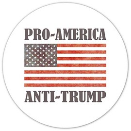 Pro America Anti Trump US Flag Patriotic Vinyl Bumper Sticker Decal ((x3) 3" x 3")