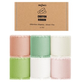 6-Color Silk Ribbon Set - 1.5" x30Yds Assorted Pastels | Fray-Resistant Chiffon for Baby Shower Favors, Wedding Decor, Small Business Craft Kits & DIY Gifts