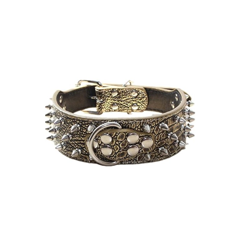 haoyueer Spiked Leather Dog Collar Bullet Rivets Studded 2 Inch