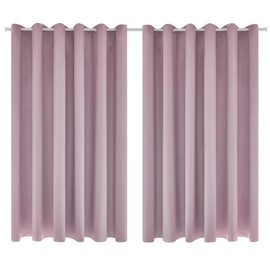 Deconovo Deconovo Super Soft Solid Thermal Insulated Blackout Curtains, 90" Width x72 Drop, 1 Pair, Pink Lavender