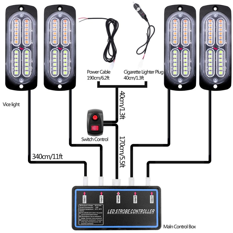 EASE2U E Led Strobe Lights for Trucks Vehicles Suvs, 4pcs