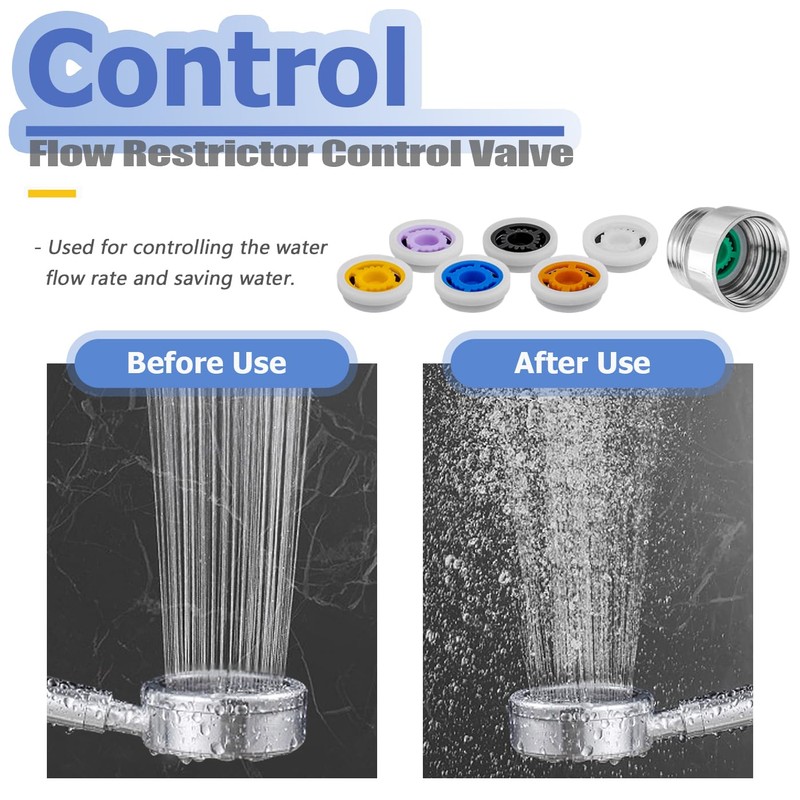 Mesee 2 Sets G1/2 Shower Flow Reducer Limiter Kit, 7