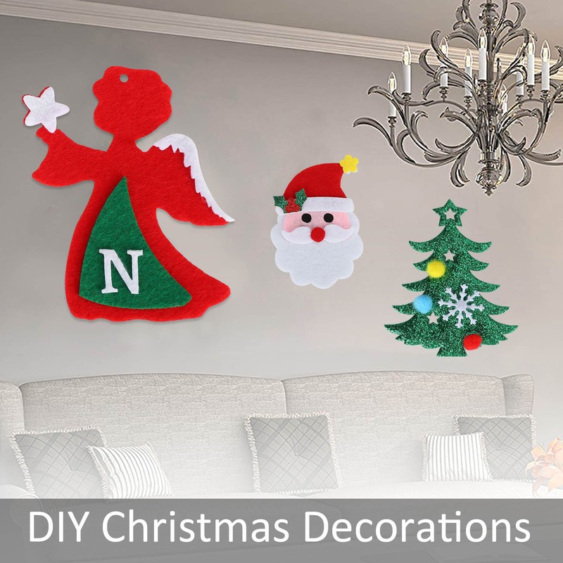 30Pcs Christmas Tree Felt Wall Hanging Door Murals Kids Gifts