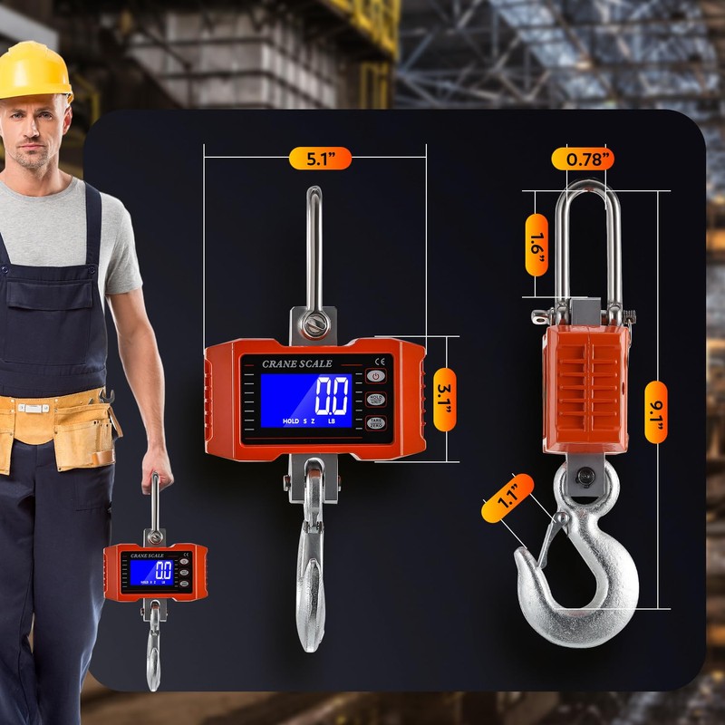 CGOLDENWALL Digital Crane Scale 2200lb Hanging Scale with Switchable kg/lb
