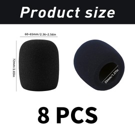 Set of 8 Microphone Foam Wind Protection, Pop Filter with Pop Protection Function, Reusable Sound Protection Covers for Studio Recordings, Live Streaming and Stage Performances, Dustproof