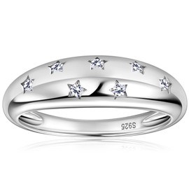 PROSTORY Moissanite Ring for Women D Color VVS1 Clarity 7 Star Ring 925 Sterling Silver Chunky Stackable Bands for Women or Men, Stone, Moissanite