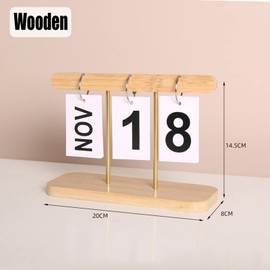 SUPTEC Perpetual Daily Flip Calendar for Desk Reusable Office Desktop Decor Home Accessories Photography Props (Wooden)