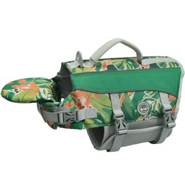 VIVAGLORY Dog Life Jacket with Removable Front Float, Life Vest with Reflective Trims & Extra Padding for Swimming & Boating, Floral, S