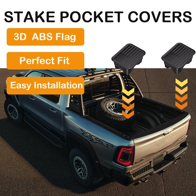 Ram 1500 Bed Rail Caps Covers, Stake Pocket Compatible with