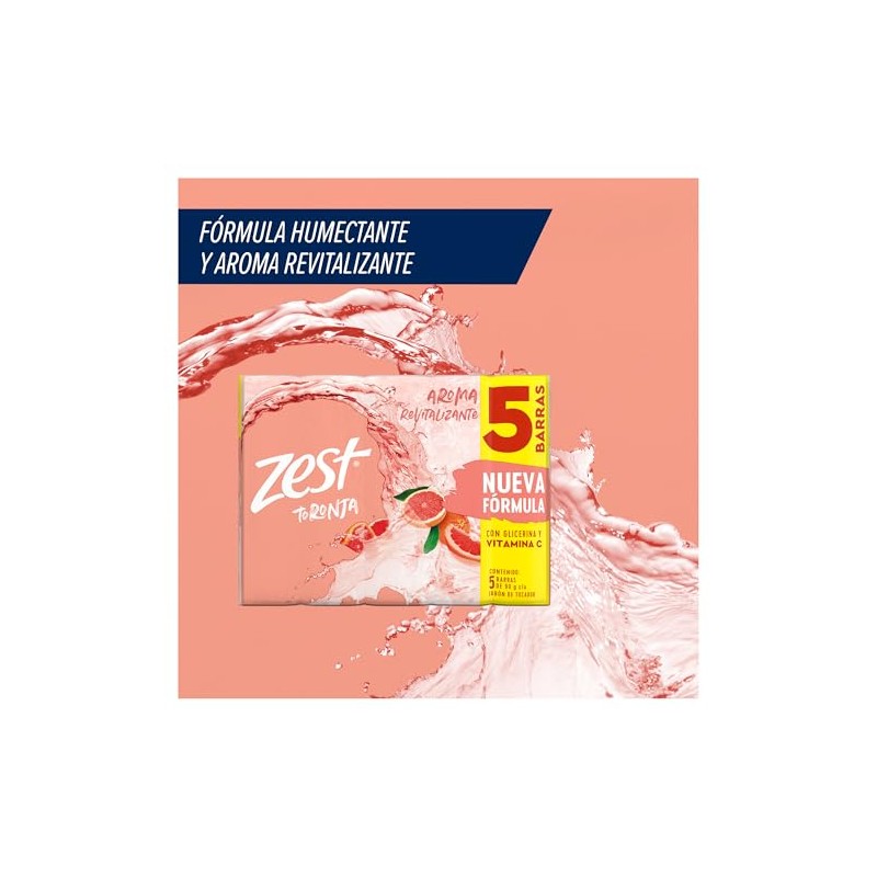 Zest Jabón de Tocador, Toronja/Albahaca, 90 gr, Paquete de 5