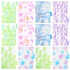 TEHAUX 12pcs A5 Binder Dividers, Assorted Color PP 6-Hole Floral Pattern, Separation Sheets for Easy Organization, Separation Sheets Ideal for Office and School Use