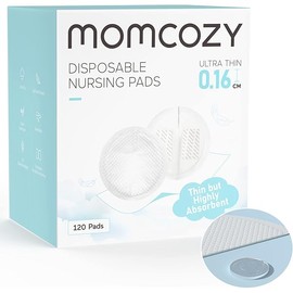 Momcozy Ultra-Thin Disposable Nursing Pads, Super Absorbent and Breathable Breastfeeding Pads, Make The Breasts Light and Unburdened, 3D Shape for The Best Fit, Individually Packaged（120 Count）