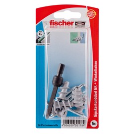 Fischer 30178 GK WH K Plasterboard Fixing with Round Hook - Multi-Colour (5-Piece)