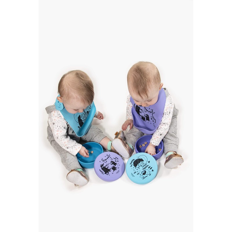 modern-twist Bucket-Bib 100% Food-Grade Silicone, Waterproof and Reusable, Curious Otter