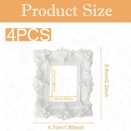 4Pcs Pearl White Vintage Resin Frames Set for Home Decor Featuring Vintage Decor Mini Photo Frame, Nail Art Display Retro Photo Frame, Mini Resin Picture Frame DIY Craft for Small Display