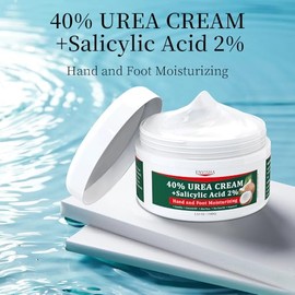 Crema de urea 40% para pies secos y agrietados, hidratante de máxima fuerza para pies y manos con 2% de ácido salicílico, árbol de té y aloe vera, hid