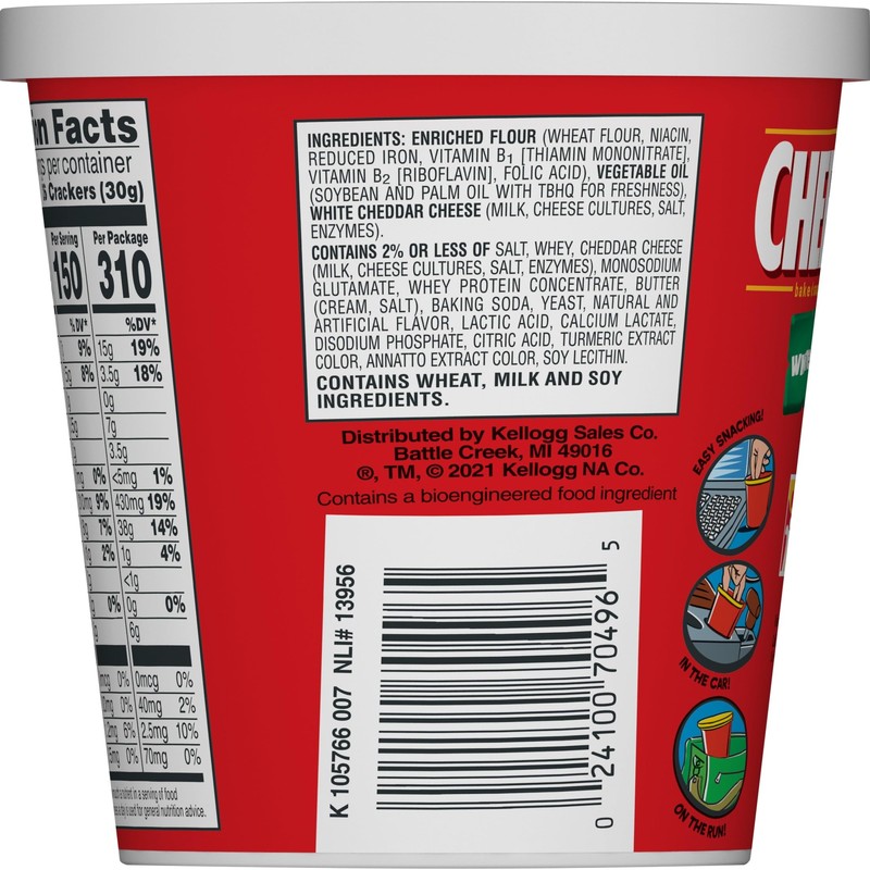 Cheez-It Baked Snack Cheese Crackers in a Cup, White Cheddar,