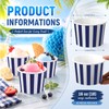 50 Count Navy Blue White Striped Ice Cream Cups Large