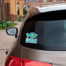 Kazakhstan Map Flag Slogan Sticker | Car Bumper, Laptop, Water Bottle, Wall, Window Waterproof Vinyl Sticker Decal