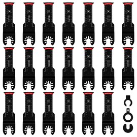 Abizarch 20Pcs Bi-Metal Oscillating Saw Blades Universal Oscillating Multitool Blades with 3 Spacer Adapters Arc Edge Multitool Cutting Blades Kit for Soft Metal Hardwood(20pcs)