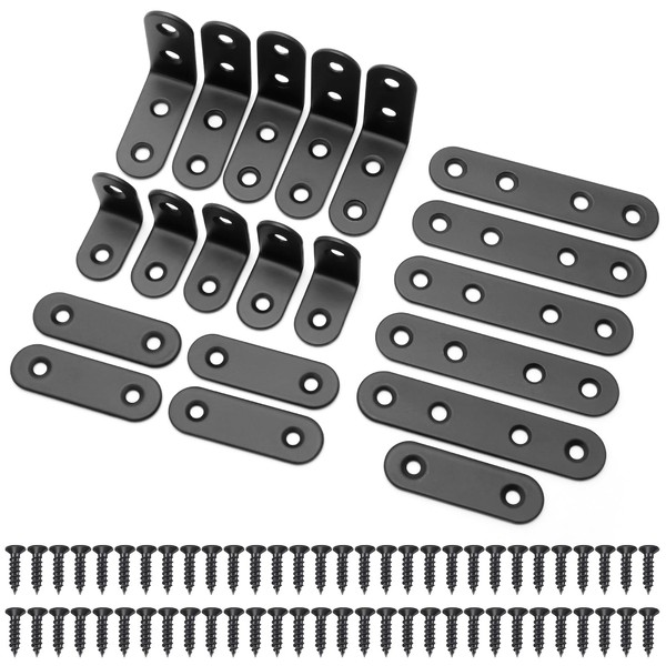 10 Pcs Corner Brackets and 10 Pcs Long Flat Straight