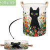Large Laundry Hamper Basket Black Cat Round Collapsible Storage Organizer