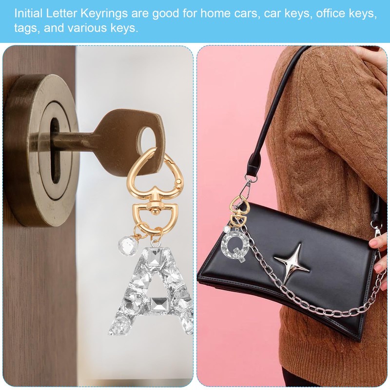 PATIKIL Alphabet Initial Letter Keychain, Cute Heart Crystal Keychains Car