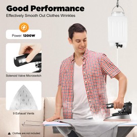 1200W 110V Industrial Steam Iron for Clothes, Electronic Handheld Iron Steamer with Stainless Steel Sole Plate&0.79Gal Large-Capacity Tank, Temperature Adjustable 140~428℉