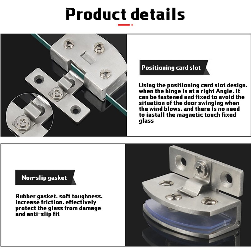2 Pcs Glass Doors Hinge Cupboard Showcase Wine Cabinet Clamp