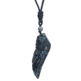 Lovionus89 Angel Wings Crystals Necklace，Healing Crystal Divine Energy Pendant with Adjustable Cord, Labradorite