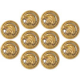 American Bald Eagle Challenge Coin, Bulk Pack of 10 Christian Pocket Tokens, Isaiah 40:31 Bible Study Supplies for Men, Religious Worry & EDC Coins for Police & Military Veterans