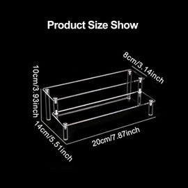 Acrylic Display Stand, Transparent Acrylic Display Riser Shelf, Acrylic Riser Display Shelf Stand, Table Top Clear Acrylic Organiser, Display Stand for Cabinet Display Case, for Figures, Jewellery, 2