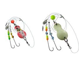 Set of 2 Butt Spoons by Jenzi, Flatfish Blinker Assembled 100 g Red/White/Dots 100 g Light/Green/Glitter and Petri Heil! Sticker