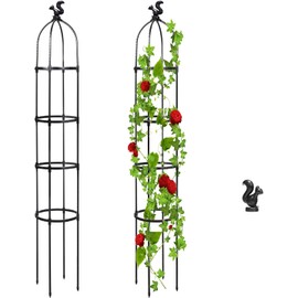 YOUTHINK Soporte para Plantas de Jardín Ajustable 145 cm Marco Trepador para Flores Frijoles Tomates Pepinos con 3 Cabezales Decorativos Soporte para Enredaderas y Plantas Trepaadoras