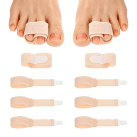 YBEATY 8 PCS Hammer Toe Corrector Hammertoe Straightener Broken Toe Wrap Reusable Fabric Buddy Wraps Protect and Straighten Wraps Hammertoes for Women Men Crooked Curled Bent Toes Keep In Place
