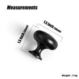 Goo-Ki Black Zinc Alloy Cabinet Enlarged knob - Single Hole Center Affordable Luxury Cabinet Pull Hardware for Bedroom, Kitchen, 6 Pack